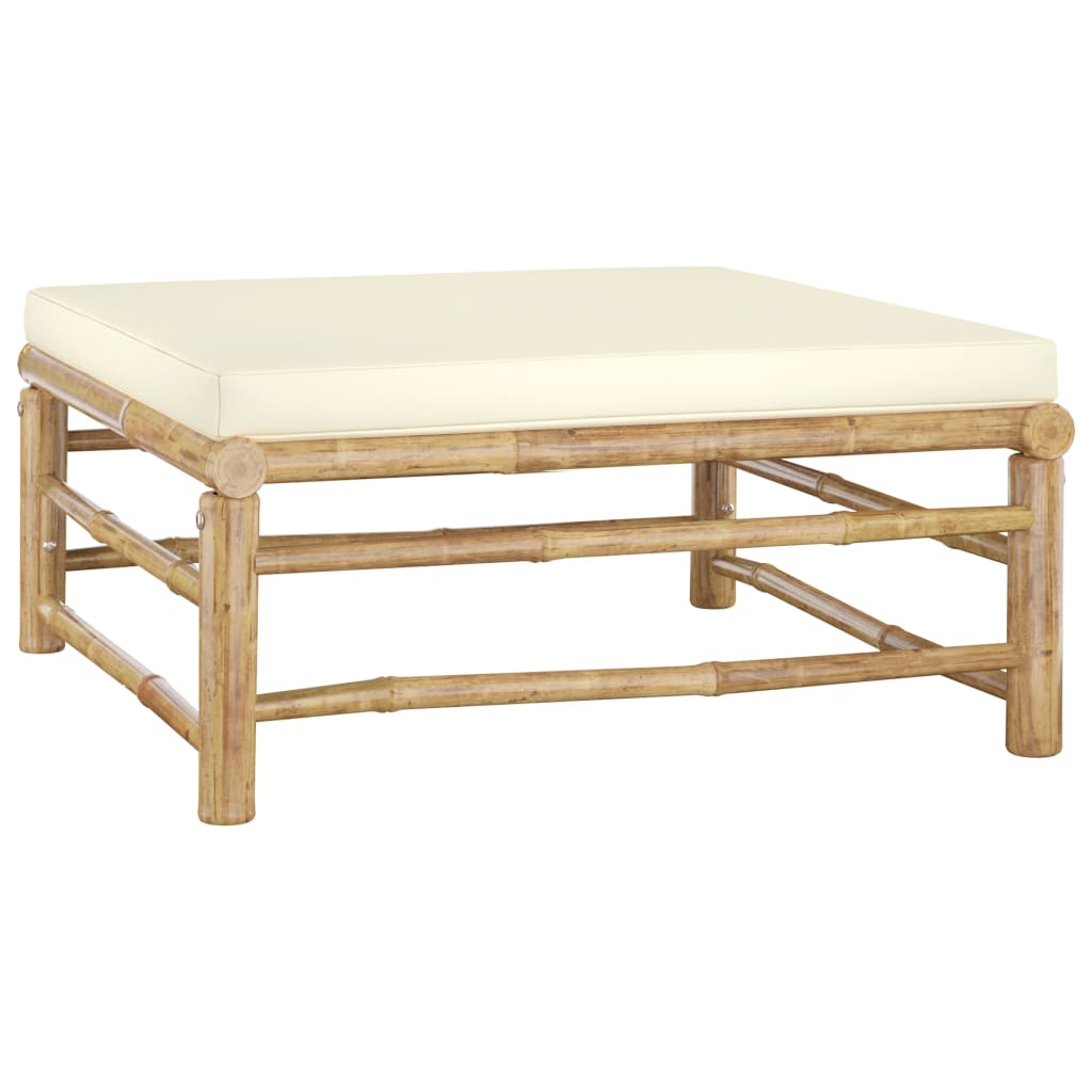 Set Divani da Giardino 3 pz con Cuscini Bianco Crema in BambÃƒÂ¹