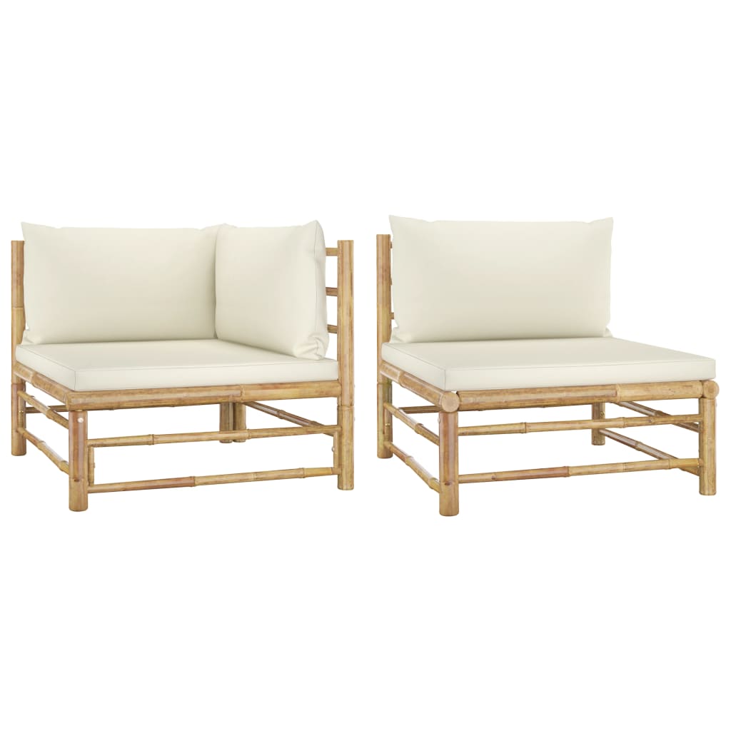 Set Divani da Giardino 2 pz con Cuscini Bianco Crema in BambÃ¹