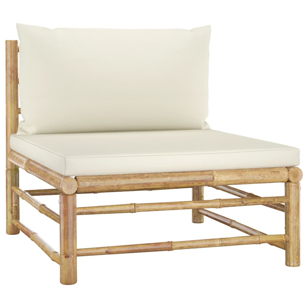 Set Divani da Giardino 2 pz con Cuscini Bianco Crema in BambÃ¹