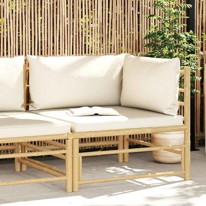 Divano Angolare da Giardino con Cuscini Bianco Crema in BambÃ¹