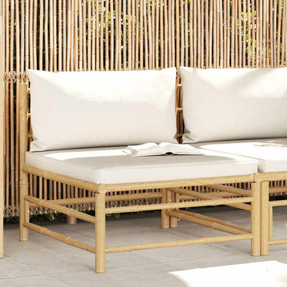 Divano Centrale da Giardino con Cuscini Bianco Crema in BambÃ¹