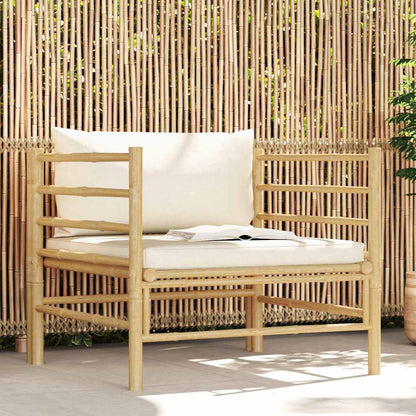 Divano da Giardino con Cuscini Bianco Crema in BambÃ¹