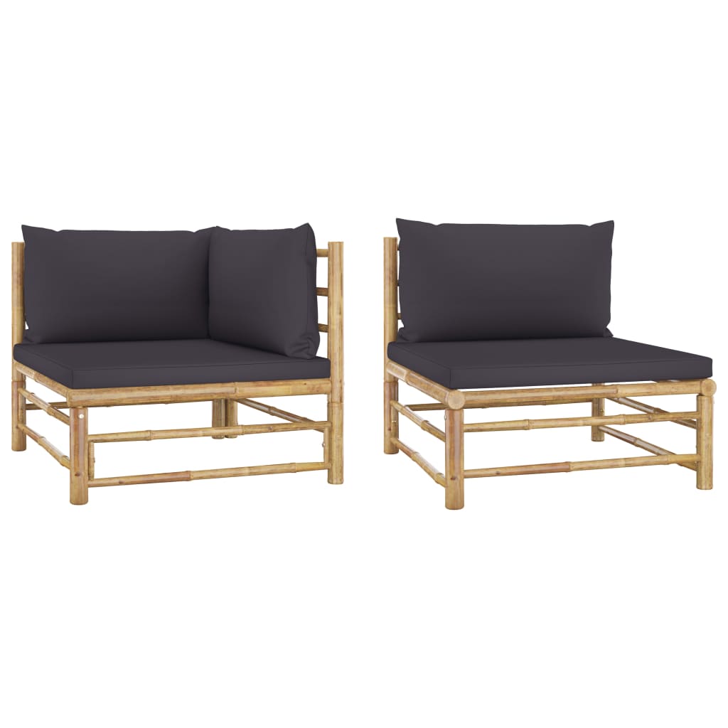Set Divani da Giardino 2 pz con Cuscini Grigio Scuro in BambÃ¹