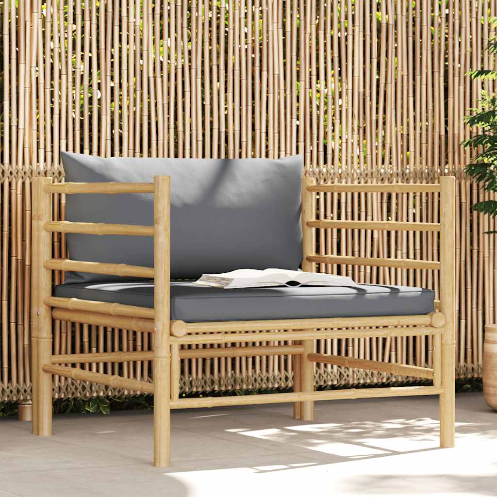 Divano da Giardino con Cuscini Grigio Scuro in BambÃƒÂ¹