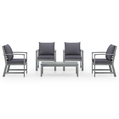 Set Divani da Giardino 5 pz con Cuscini in Legno Acacia Grigio