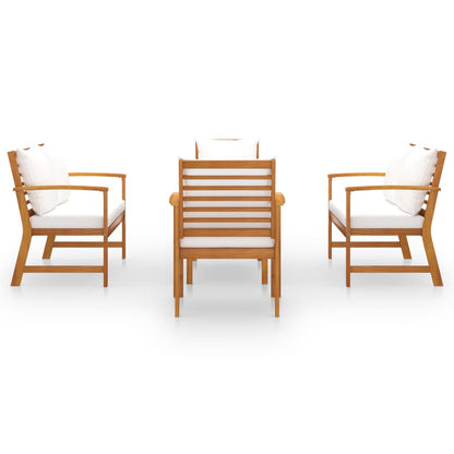 Set Divani da Giardino 5 pz con Cuscini in Legno Acacia