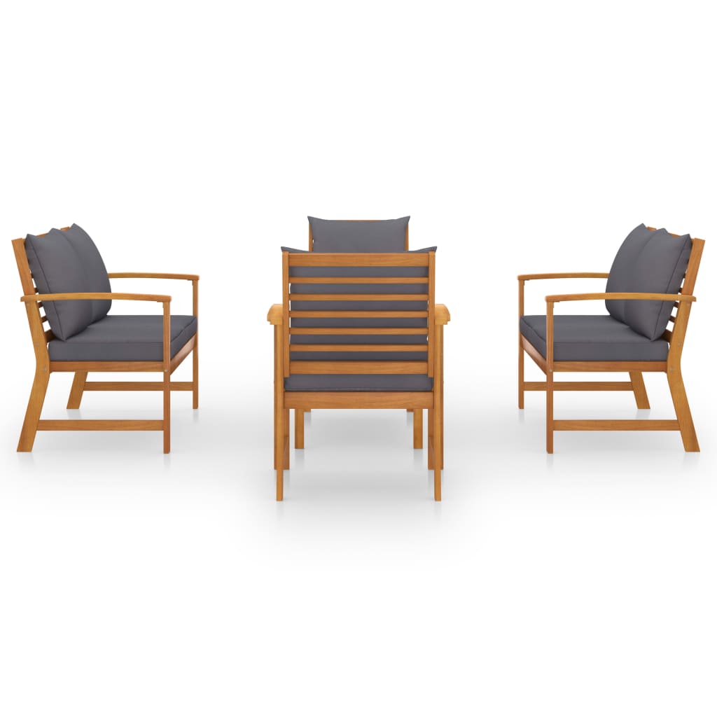 Set Divani da Giardino 5 pz con Cuscini in Legno Acacia