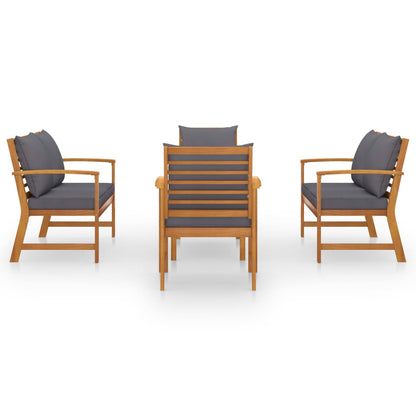 Set Divani da Giardino 5 pz con Cuscini in Legno Acacia