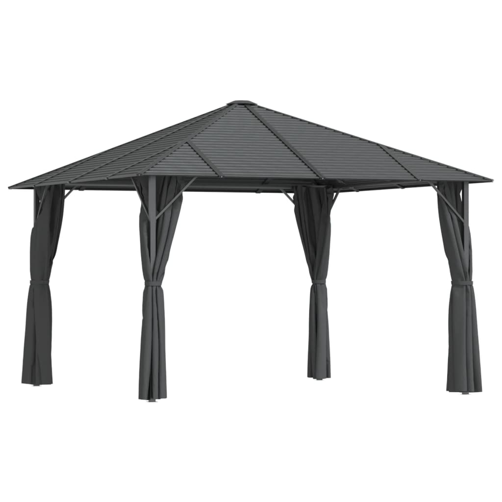 Gazebo con Tende Laterali e Tetto 3x3 m Antracite