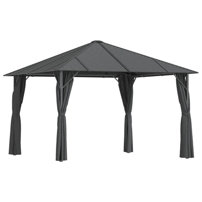 Gazebo con Tende Laterali e Tetto 3x3 m Antracite