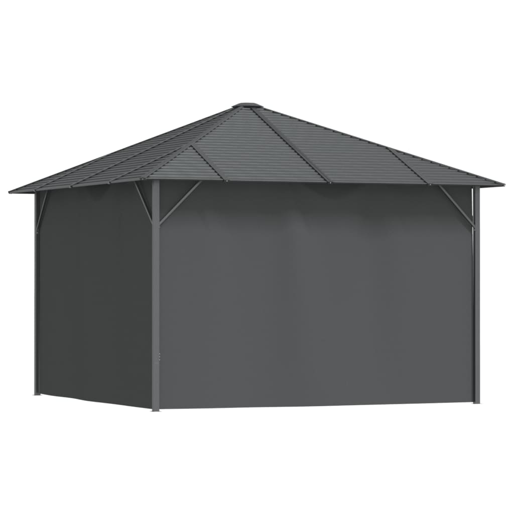 Gazebo con Tende Laterali e Tetto 3x3 m Antracite