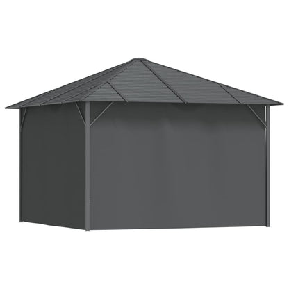 Gazebo con Tende Laterali e Tetto 3x3 m Antracite