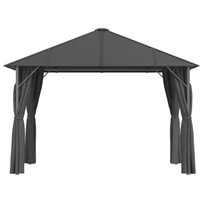 Gazebo con Tende Laterali e Tetto 3x3 m Antracite
