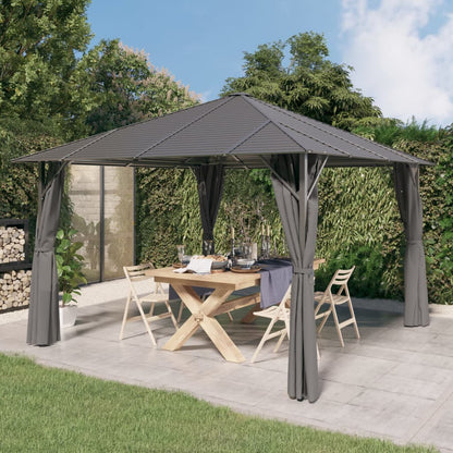 Gazebo con Tende Laterali e Tetto 3x3 m Antracite