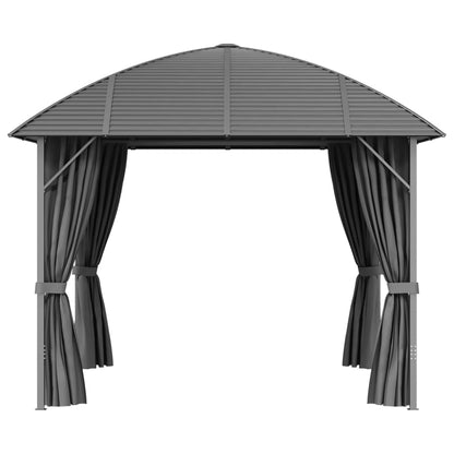 Gazebo con Tende Laterali e Tetto ad Arco 3x3 m Antracite