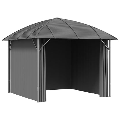 Gazebo con Tende Laterali e Tetto ad Arco 3x3 m Antracite