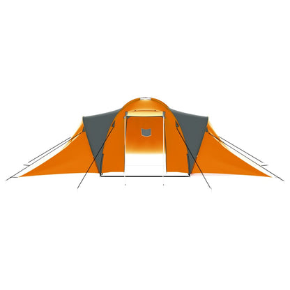 Tenda da Campeggio 9 Persone in Tessuto Grigio e Arancione