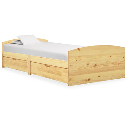 Giroletto con 2 Cassetti in Legno Massello di Pino 90x200 cm