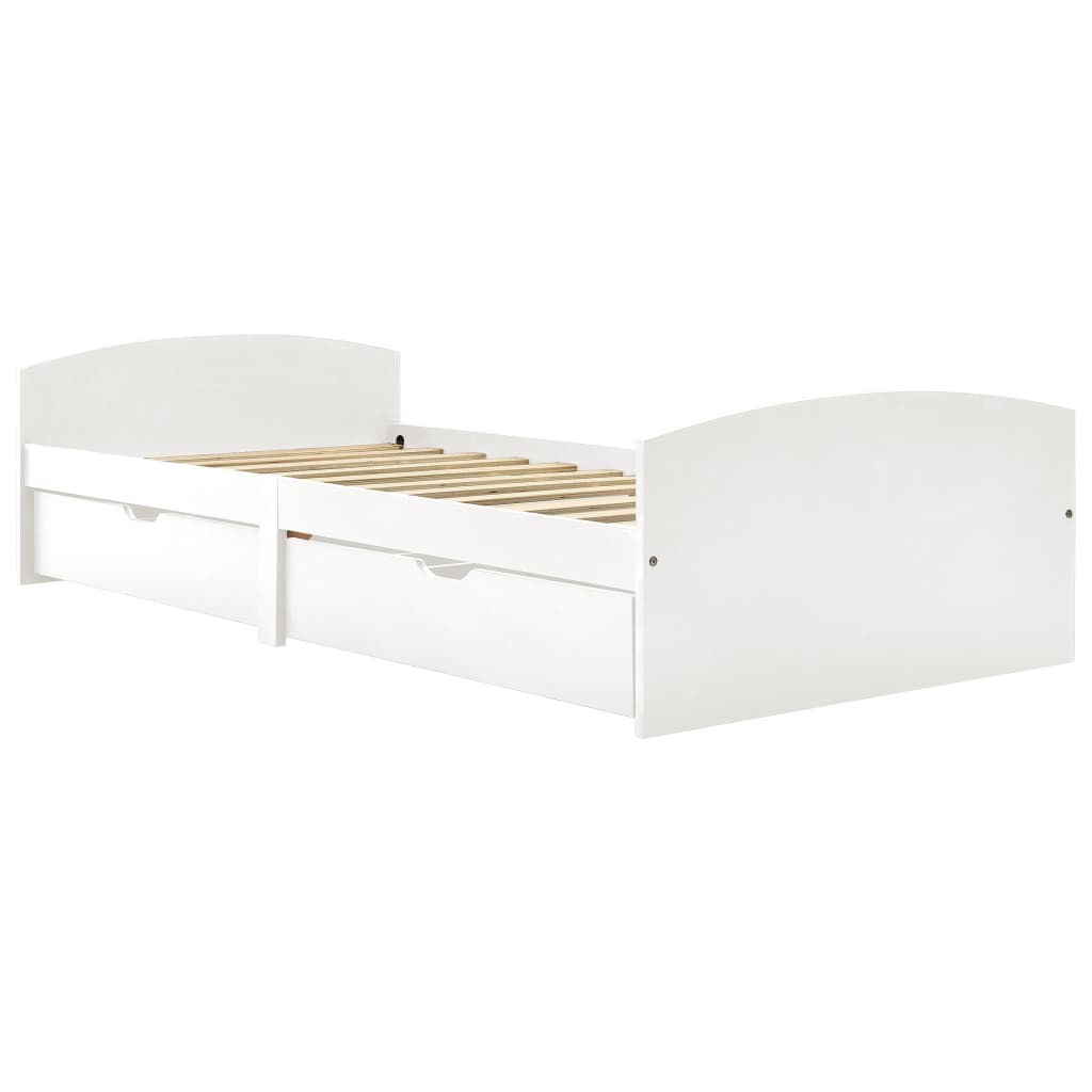 Giroletto con 2 Cassetti Bianco in Legno di Pino 90x200 cm