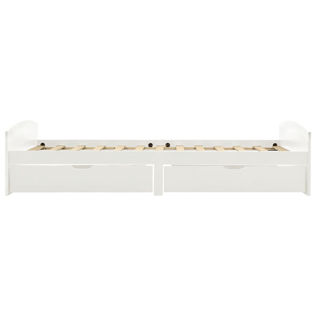 Giroletto con 2 Cassetti Bianco in Legno di Pino 90x200 cm