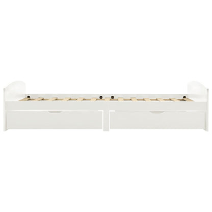 Giroletto con 2 Cassetti Bianco in Legno di Pino 90x200 cm