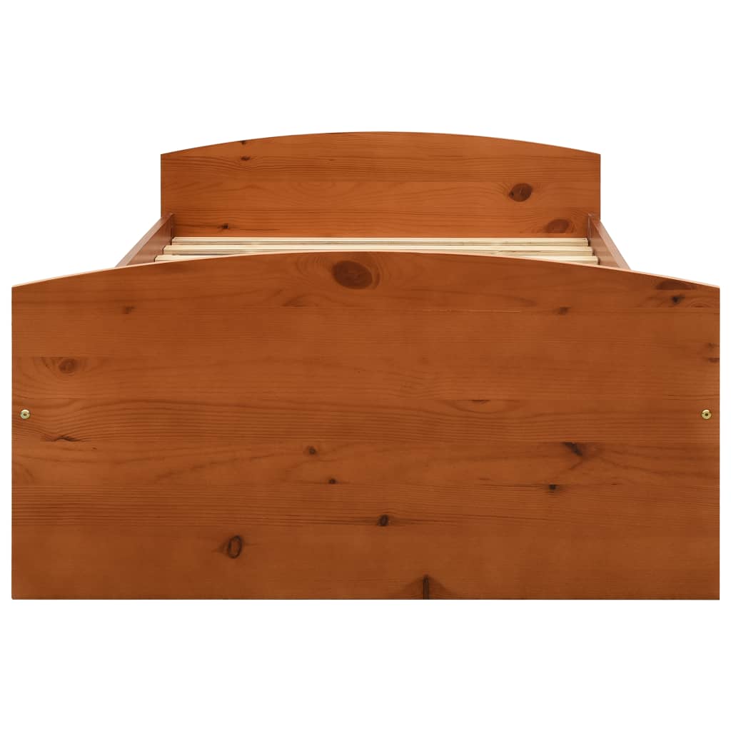 Giroletto con 2 Cassetti Marrone Ambra Legno di Pino 90x200 cm