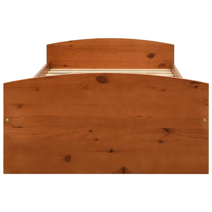 Giroletto con 2 Cassetti Marrone Ambra Legno di Pino 90x200 cm