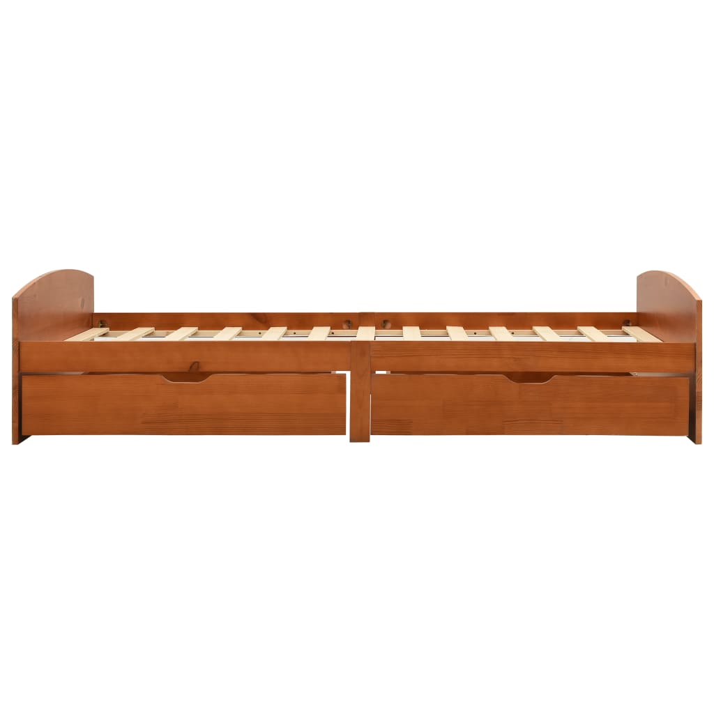 Giroletto con 2 Cassetti Marrone Ambra Legno di Pino 90x200 cm