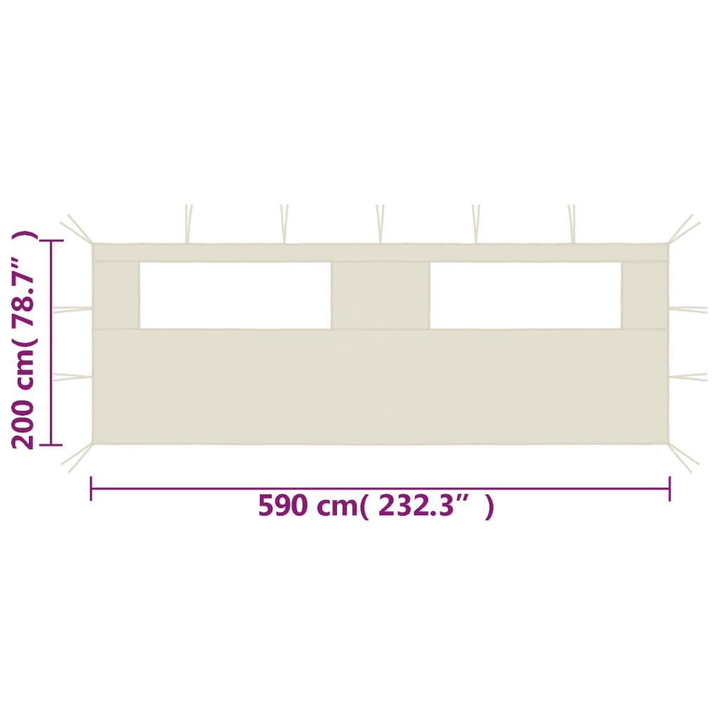 Parete per Gazebo con Finestre 6x2 m Crema