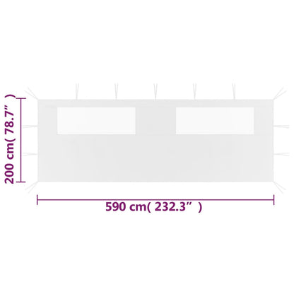 Parete per Gazebo con Finestre 6x2 m Bianca