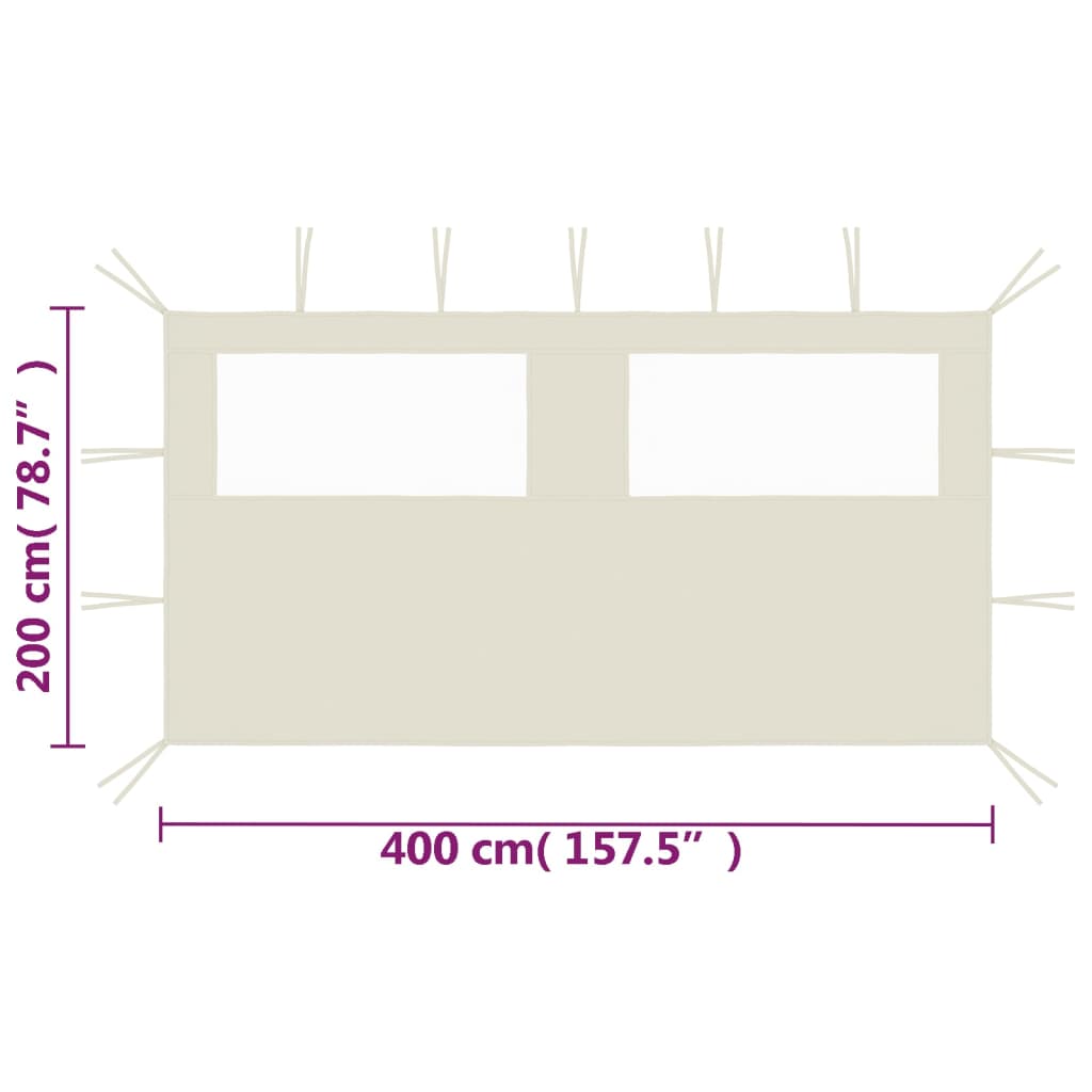 Parete per Gazebo con Finestre 4x2 m Crema
