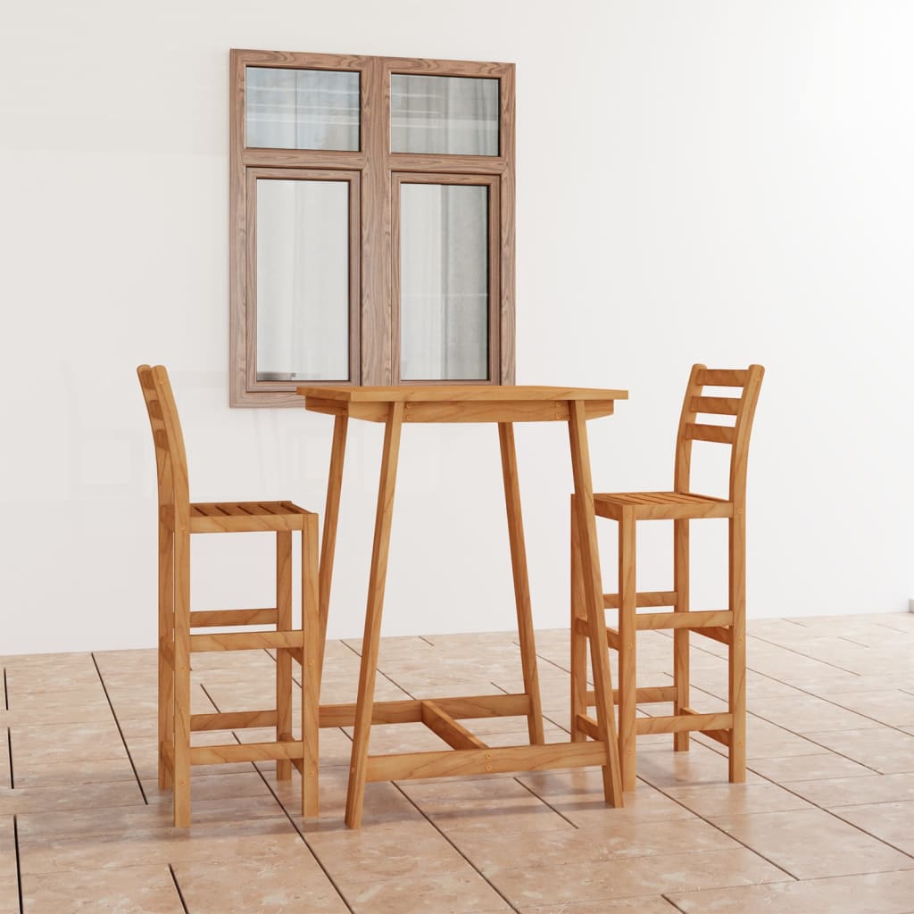 Set da Bar da Giardino 3 pz in Legno Massello di Acacia