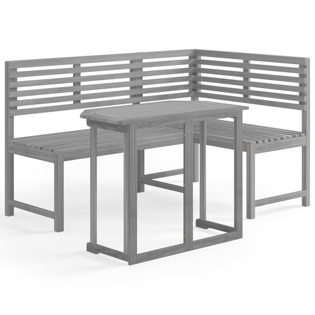 Set da Bistrot 2 pz in Legno Massello di Acacia Grigio