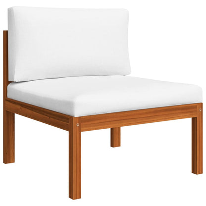 Set da giardino 5 pezzi con cuscini in legno crema, acacia e corda