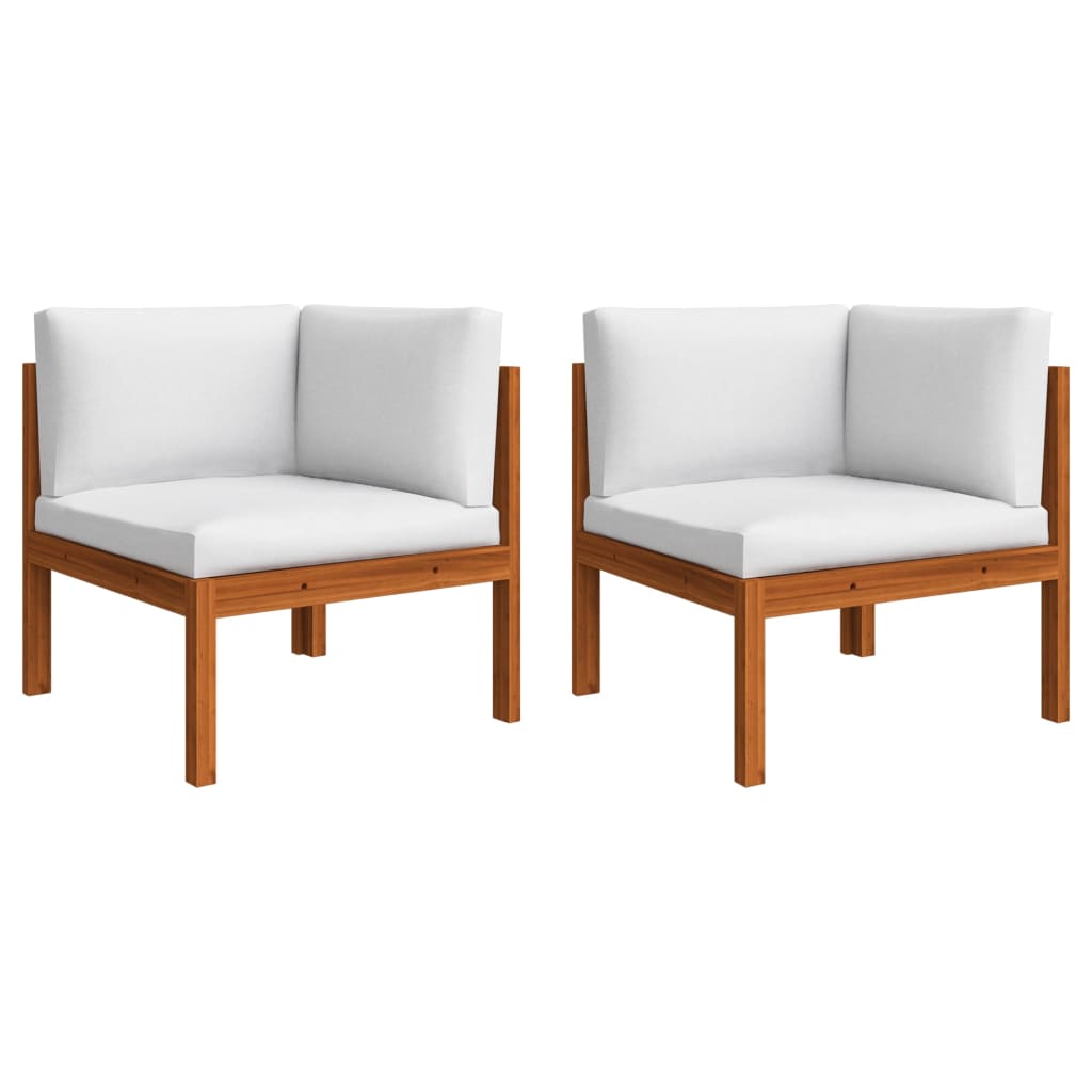 Set da giardino 5 pezzi con cuscini in legno crema, acacia e corda