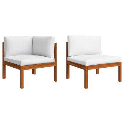 Set da giardino 9 pezzi con cuscini in legno crema, acacia e corda