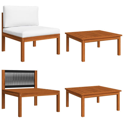 Set da Giardino 7 pz con Cuscini in Legno Crema, Acacia e Corda