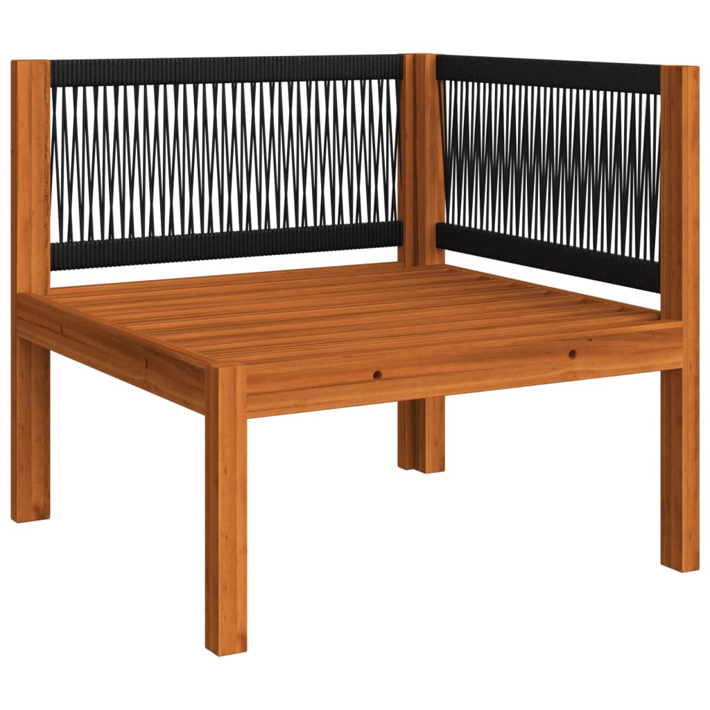 Set da giardino 6 pezzi con cuscini in legno crema, acacia e corda