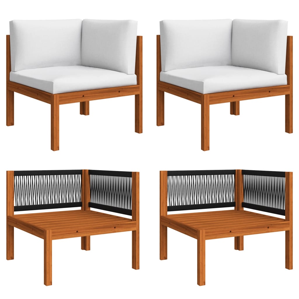 Set Divani da Giardino 6 pz con Cuscini Crema Massello Acacia