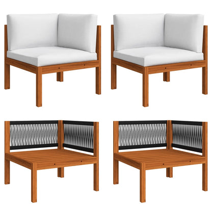 Set Divani da Giardino 6 pz con Cuscini Crema Massello Acacia