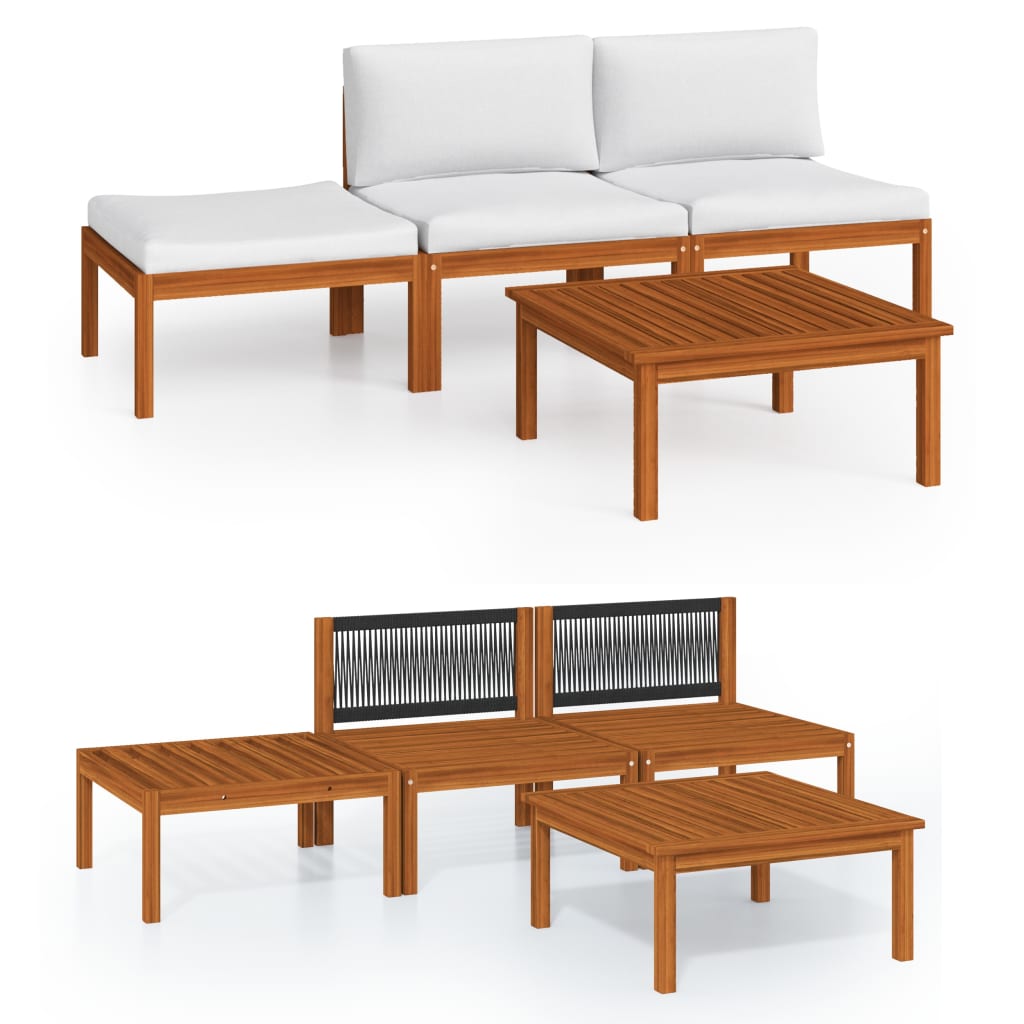 Set da giardino 4 pezzi con cuscini crema 63x63 cm