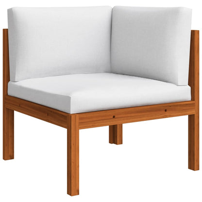 Set Divani da Giardino 8 pz con Cuscini Crema Massello Acacia