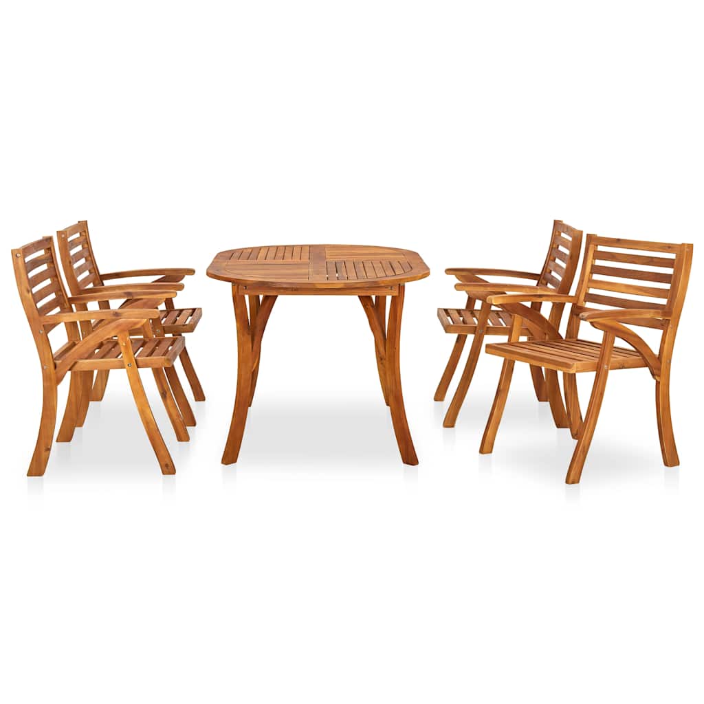 Set da pranzo da giardino 5 pz 150x90 cm in legno massello di acacia