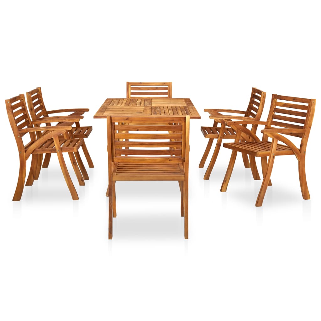 Set da pranzo da giardino 7 pz 150x90 cm in legno massello di acacia