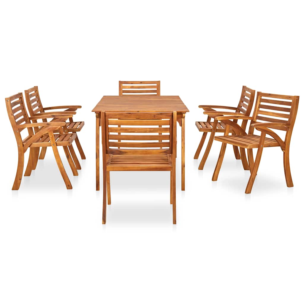 Set da pranzo da giardino 7 pz 150x90 cm in legno massello di acacia