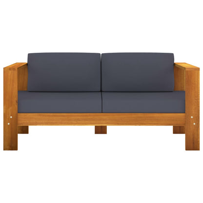 Set Divani Giardino 4 Posti Cuscini Grigi Scuro Massello Acacia