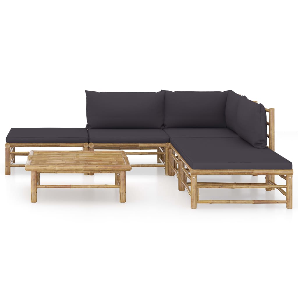 Set Salotto da Giardino 6pz con Cuscini Grigio Scuro BambÃƒÂ¹