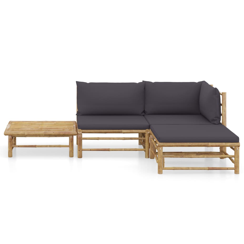 Set Salotto da Giardino 4pz con Cuscini Grigio Scuro BambÃƒÂ¹