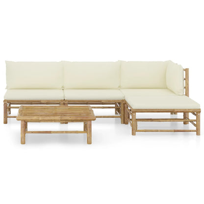 Set Divani da Giardino 6 pz con Cuscini Bianco Crema in BambÃƒÂ¹