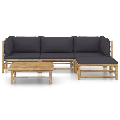 Set Salotto da Giardino 5pz con Cuscini Grigio Scuro BambÃƒÂ¹